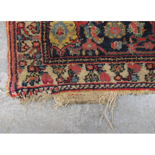 79 - Unusual Abadeh rug with a stylised floral design on a yellow ground with borders, 4ft 6ins x 3ft 8in... 