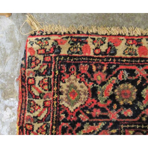 79 - Unusual Abadeh rug with a stylised floral design on a yellow ground with borders, 4ft 6ins x 3ft 8in... 