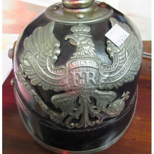 342 - German Pickelhaube with original leather liner (lacking strap)