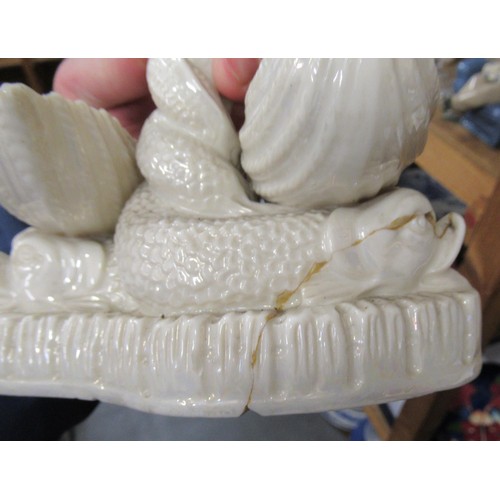 791 - Belleek porcelain shell form dish, (at fault), together with various other ceramics