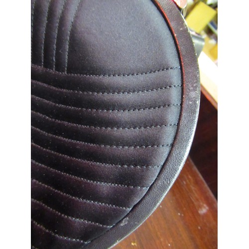 121 - Emanuel Ungaro, black satin evening bag with leather trim and detachable chain link shoulder strap
