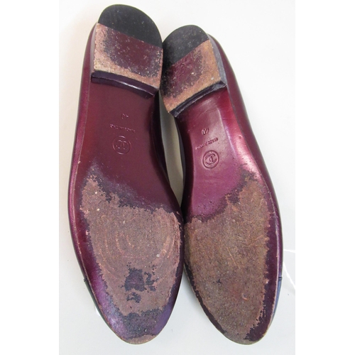 102 - Pair of ladies Chanel burgundy and black leather ballerina flats, size 40, together with one dust ba... 