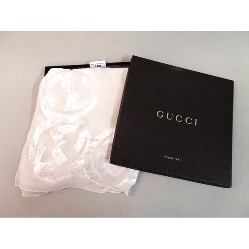 103 - Gucci, cream silk headscarf, in original box