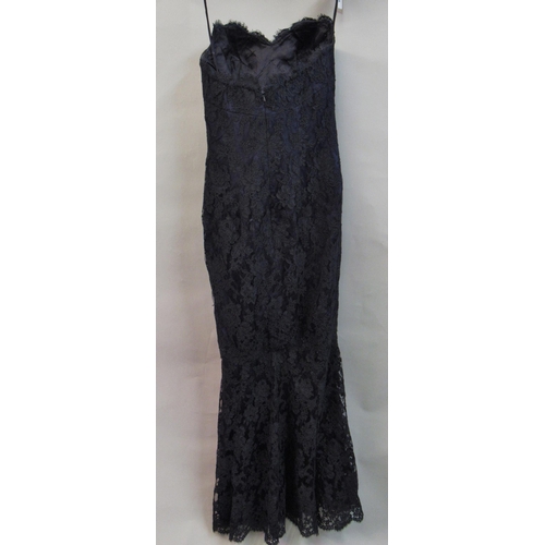 104 - Antony Price, black and blue lacework evening gown, size 10