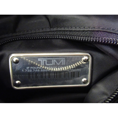 108 - Tumi, black leather messenger bag