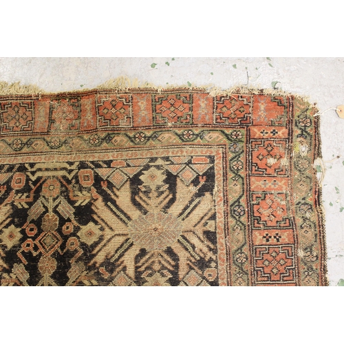 11 - Antique Hamadan rug with an all-over stylised design with borders, 158cms x 130cms (at fault), toget... 