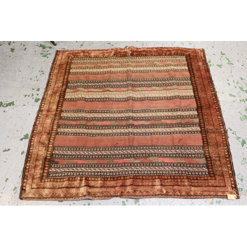 11 - Antique Hamadan rug with an all-over stylised design with borders, 158cms x 130cms (at fault), toget... 