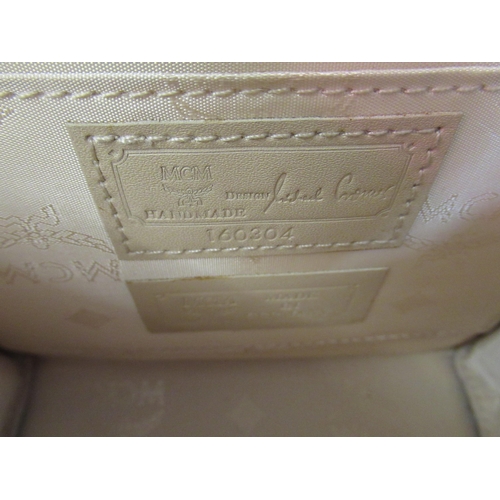 111 - MCM, ladies small  cream leather shoulder bag