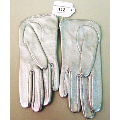 112 - Pair of Causse ladies silvered leather gloves