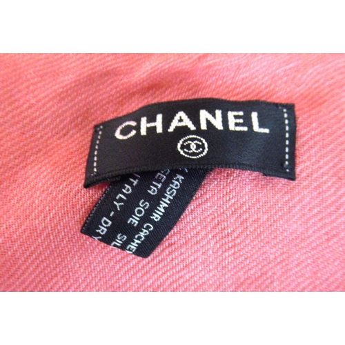 115 - Chanel, ladies cashmere and silk pink shawl (at fault)