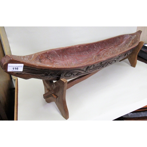 116 - Antique Polynesian carved tribal model of a canoe