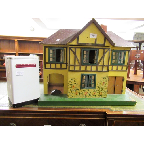 122 - Mid 20th Century Tri-ang dolls house with a quantity of period furniture, together with a dolls Hoov... 