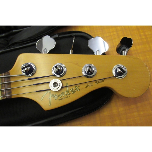 128 - Fender USA 1995 Jazz Bass, Serial No. N533030, black with white pearl scratch plate (probably a repl... 