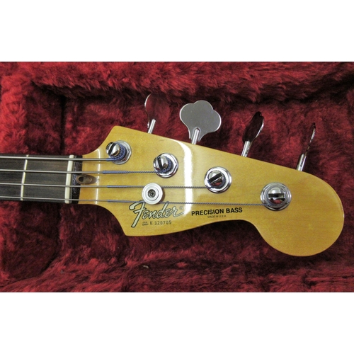 129 - Fender USA 1983 Precision Bass, Serial No. E320705, black with non original black scratch plate, Bad... 