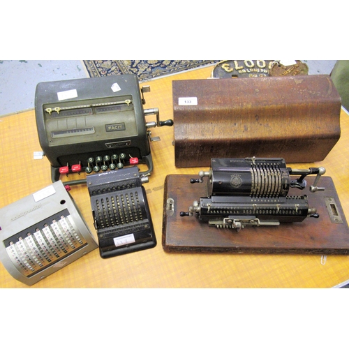 133 - Early 20th Century Brunsviga calculator, together with three other calculators