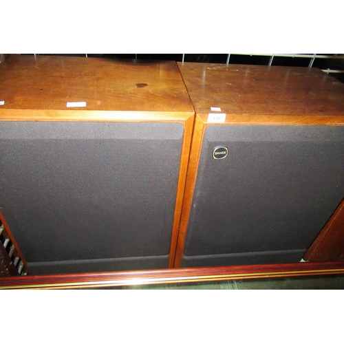 176 - Pair of late 1970's Tannoy Surrey series 15in speakers, in walnut cabinets (with alterations), 72cms... 