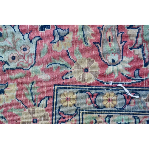 2 - Indo Persian rug with a medallion and all-over stylised floral design in shades of deep blue, pink a... 