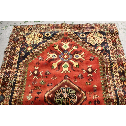 20 - Modern South West Persian rug with a triple medallion and all-over stylised floral and bird design o... 