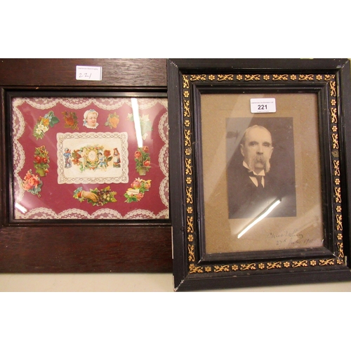 221 - Edwardian framed photograph of Colonel Charles King (Colonel of the Hampshires) and an oak framed Vi... 