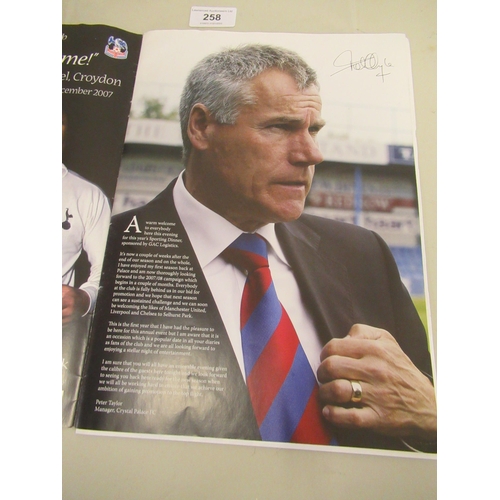 258 - An official event programme for Crystal Palace Football Club Sporting Dinner in the marquee on the p... 