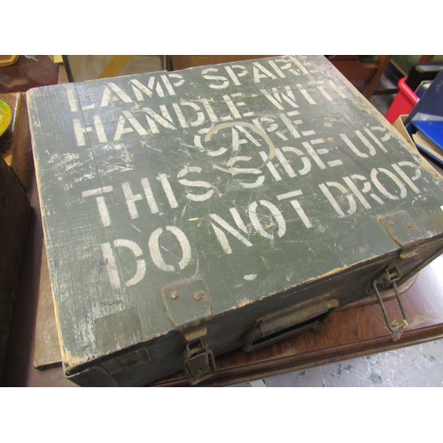 353 - Wooden box containing four large light bulbs (for film lighting use)