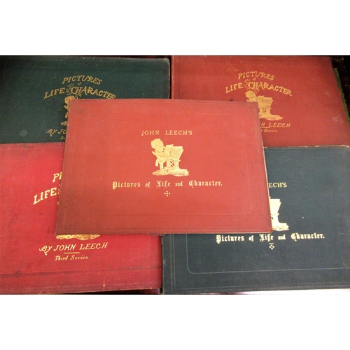 419 - Quantity of various Punch and other part leather bound and canvas bound books, illustrated by John L... 