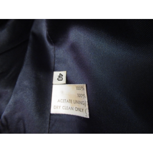 72 - Favourbrook, London, gentleman's two piece navy blue suit, size 40, together with a pin striped suit... 