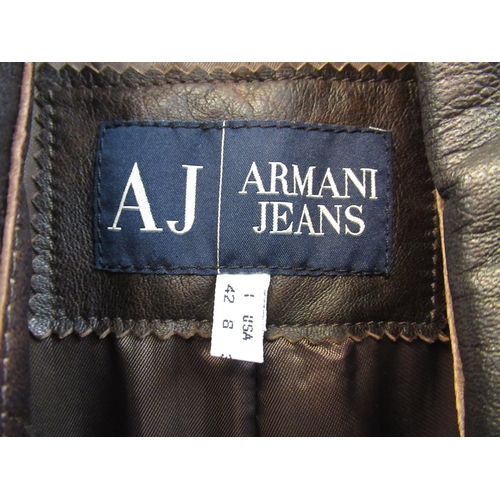 76 - Armani jeans, gentleman's long leather coat, size 42