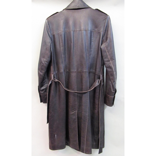 76 - Armani jeans, gentleman's long leather coat, size 42