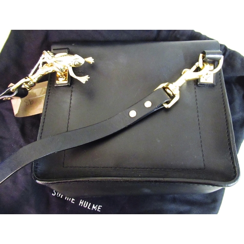 93 - Sophie Hulme Mini Envelope black leather cross body bag with original dust cover, together with a Re... 