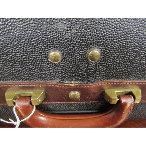 97 - Mulberry Scotchgrain suitcase with tan leather trim, Serial No. 910782