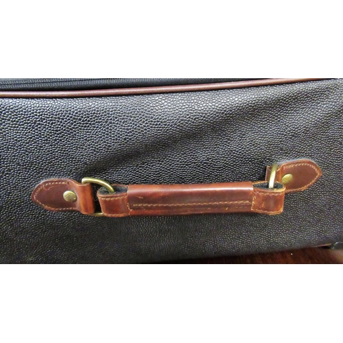 97 - Mulberry Scotchgrain suitcase with tan leather trim, Serial No. 910782