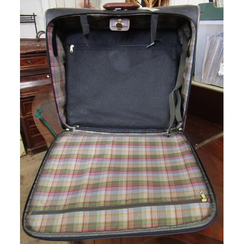 97 - Mulberry Scotchgrain suitcase with tan leather trim, Serial No. 910782