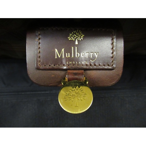 97 - Mulberry Scotchgrain suitcase with tan leather trim, Serial No. 910782