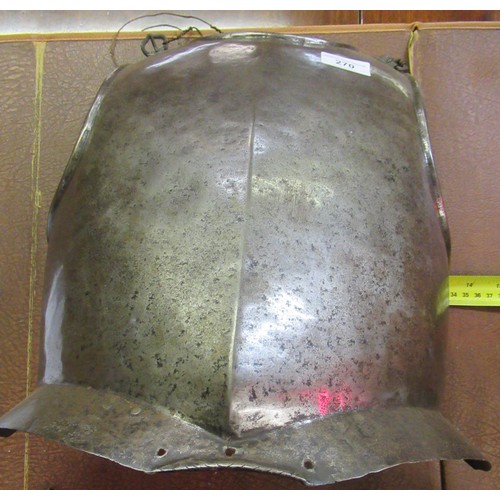 270 - 17th Century style armour breast plate, 33cms high, together with a similar helmet