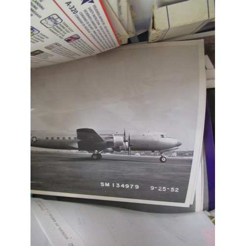 196 - Box containing a quantity of airline collectables, postcards and boxed models including Dan-Air, Lak... 