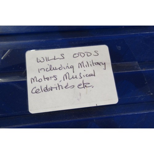 146 - Two blue boxes containing a large collection of various Wills, odd cigarette cards, including milita... 