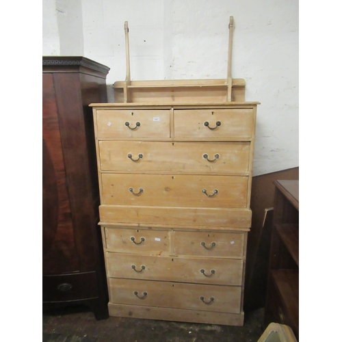 1403 - Early 20th Century pine dressing chest with a rectangular swing mirror above two short and two long ... 