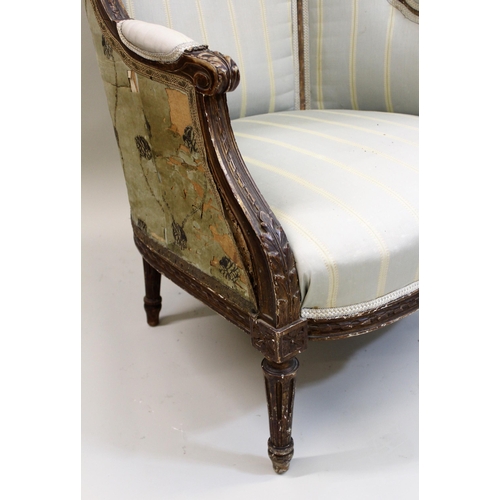 1405 - Late 19th / early 20th Century French carved and gilded porter's chair, the dome top with floral sur... 