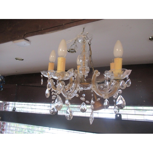 1413 - Two modern Venetian style chandeliers, one with clear glass arms, the other with blue glass arms