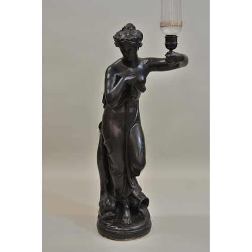 1460 - Humphrey Hopper (1777-1841), brown patinated plaster figure of Venus holding a torch, 107cms high ex... 