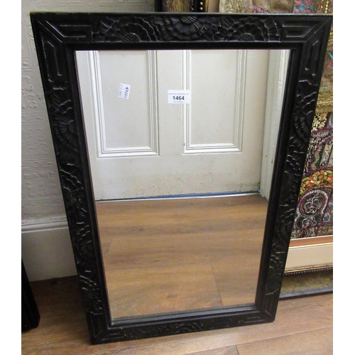 1464 - Rectangular carved oak wall mirror with later plate glass, 70cms x 46cms