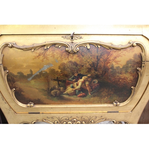 1468 - Late 19th / early 20th Century French giltwood vitrine, the moulded top above a bevelled glass door,... 