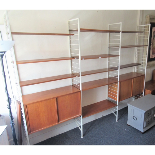 1471 - Ladderax bookcase system, together with a matching open shelf unit, with adjustable shelves and whit... 