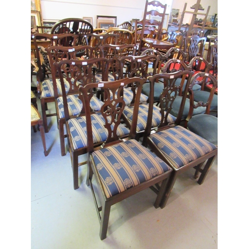 1474 - Set of eight (six plus two) mahogany Chippendale style dining chairs with drop-in seats, together wi... 