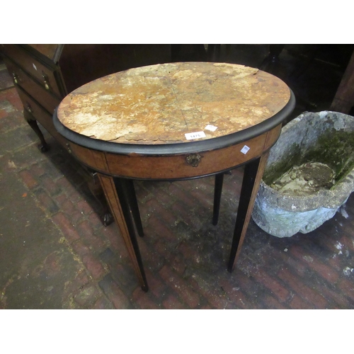 1475 - Late 19th / early 20th Century walnut oval work table with a single frieze drawer on square tapering... 