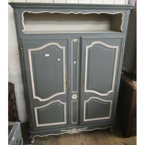 1490 - 20th Century Continental painted pine side cabinet with an alcove above a pair of fielded panel door... 