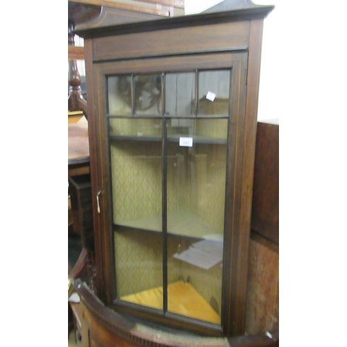 1493 - Edwardian mahogany and line inlaid hanging corner cabinet