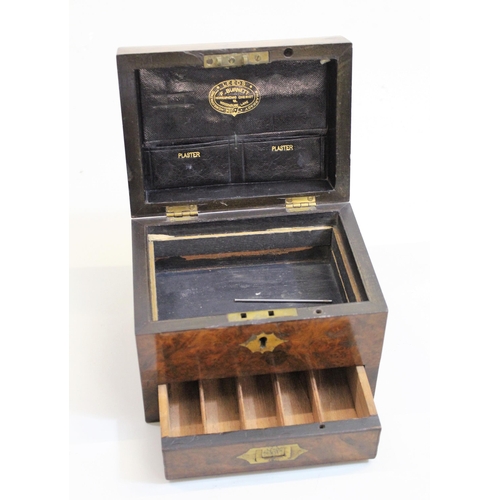 1496 - Victorian walnut apothecary box with a hinged cover above a single drawer