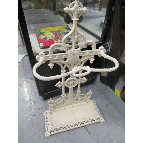 1504 - 19th Century painted cast iron stickstand, with registration mark to the back